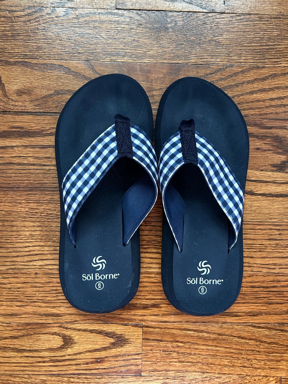 Sol Borne Gingham Flip Flops